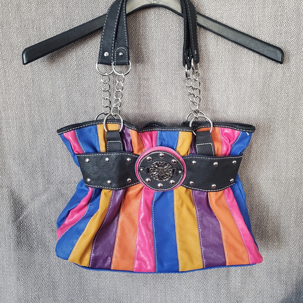 Kathy Van Zeeland Colorful Striped Shoulder Bag